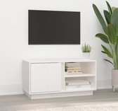 The Living Store Tv-meubel - Grenenhout - 80 x 35 x 40.5 cm - Wit