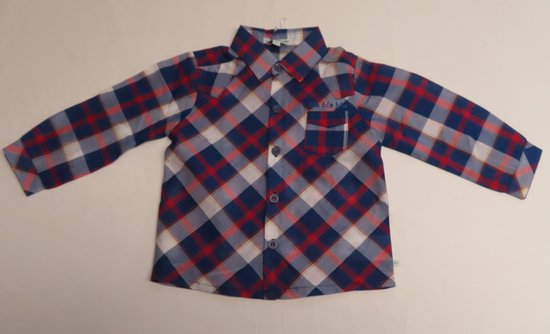 Overhemd - Jongens - Geruit - Blauw / rood / wit - 1 jaar 80