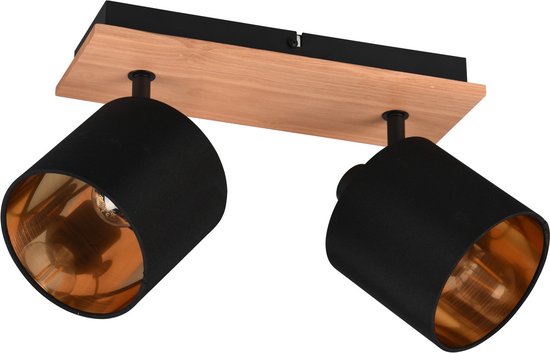 Reality - Spot plafond LED - Eclairage plafond - Culot E14 - 2 lumières - Rectangle - Marron - Aluminium