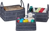 Relaxdays opbergmand vilt - 3-delige set - 10, 17 en 25 liter - badkamer - woonkamer