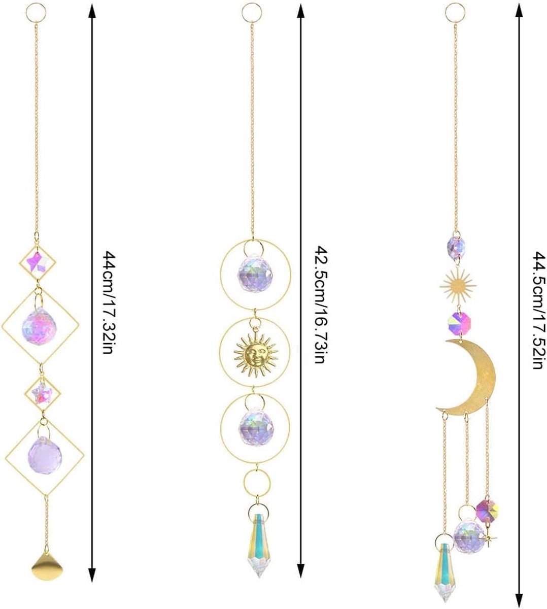 NEW Pendentif ornement carillon éolien en cristal violet jardin attrape- soleil (