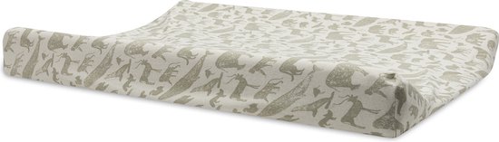 Jollein - Aankleedkussenhoes Jersey 50x70cm - Zachte Hoes Baby Aankleedkussen - Animals - Olive Green