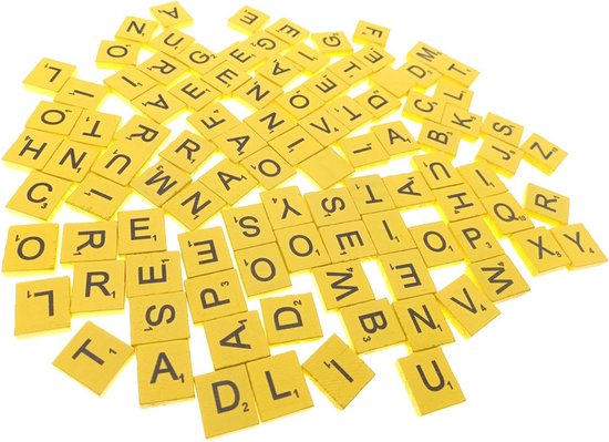 Set de 100 pièces - Jeu de société Lettres - A à Z - Jaune