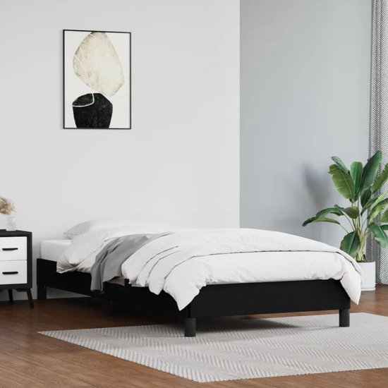 The Living Store Bedframe - Kunstleer - Zwart - 203 x 103 x 25 cm - Geschikt voor 100 x 200 cm matras