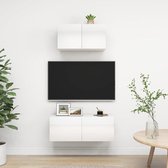 The Living Store Tv-meubelset - Hoogglans wit - Spaanplaat - Montage vereist - 60x30x30 cm - 80x30x30 cm