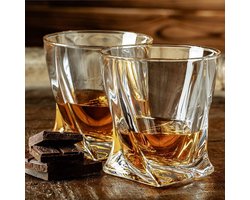 Whiskey Glasses Set of 2, Whisky Glass Gift Set with Twisted Design Perfect Whiskey tumblers for Scotch, Bourbon Gin & Tonic Image