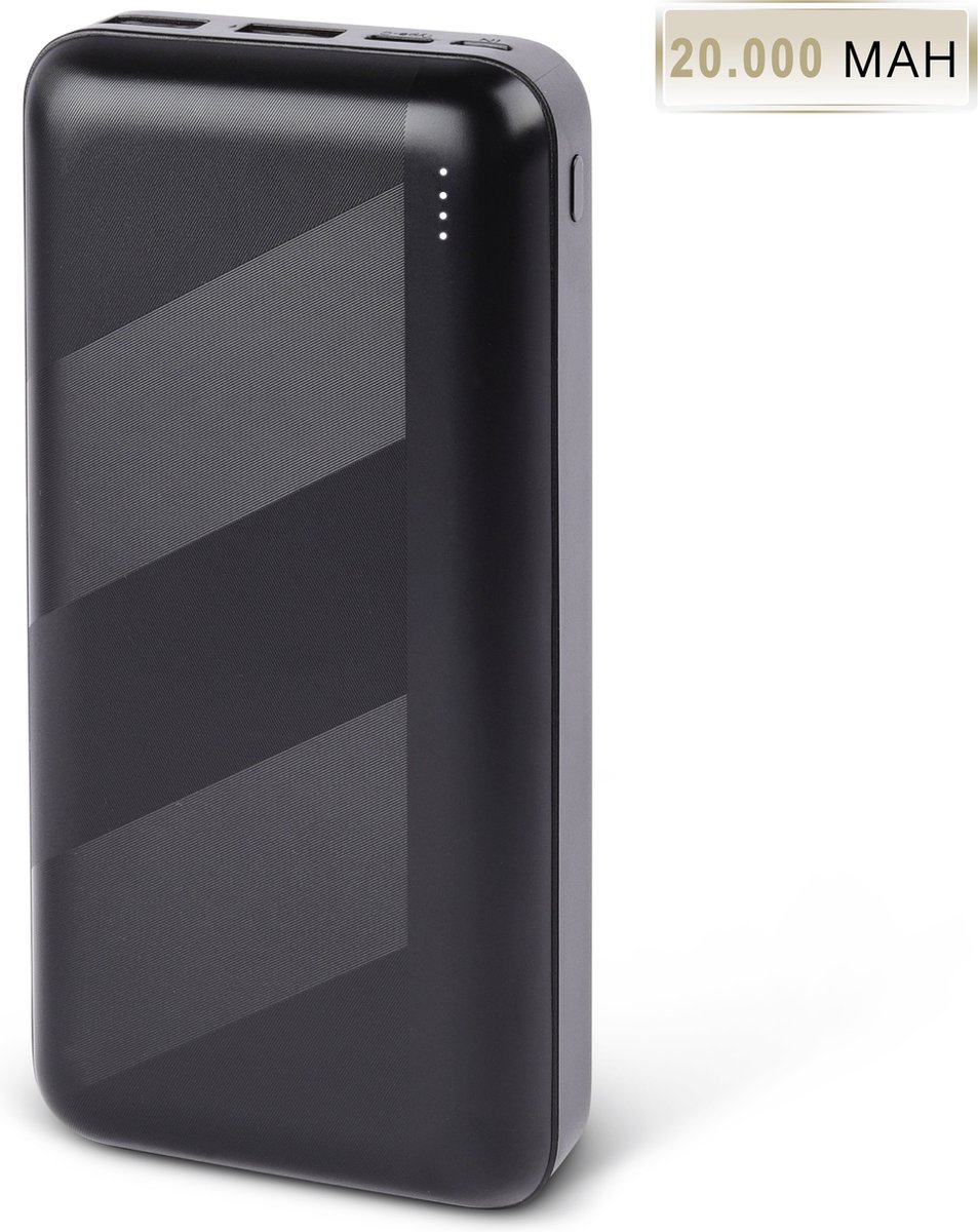 Homèlle Powerbank Pro - 20.000 mAh - USB-C 22,5W Quickcharge - 2 x USB-A 3.0 Power Delivery - Compact design - Apple iPhone & Geschikt voor Samsung - Micro USB - Zwart