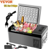 AN-Shop - Vevor - Coolbox - Koelbox - Elektrische Coolbox - Elektrische Koelbox - Elektrische Vriezer - Mini Coolbox - Mini Vriezer - Elektrische Auto Vriezer - Draagbare Mini Koelkast - Draagbare Auto Vriezer - 15 L - 12/24 Volt - Grijs