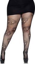 Leg Avenue - Culotte résille en dentelle tête de mort - Zwart