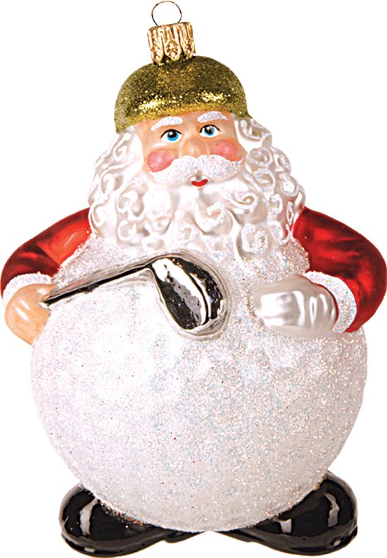 Père Noël avec sac de cadeaux verre soufflé ornement de Noël 10 cm