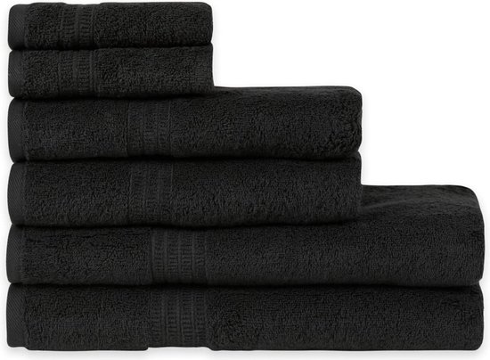 Handdoekenset, 100% biologisch katoen, badhanddoeken, zacht en zeer absorberend, sneldrogend, 2 badhanddoeken, 2 handdoeken, houtskoolzwart