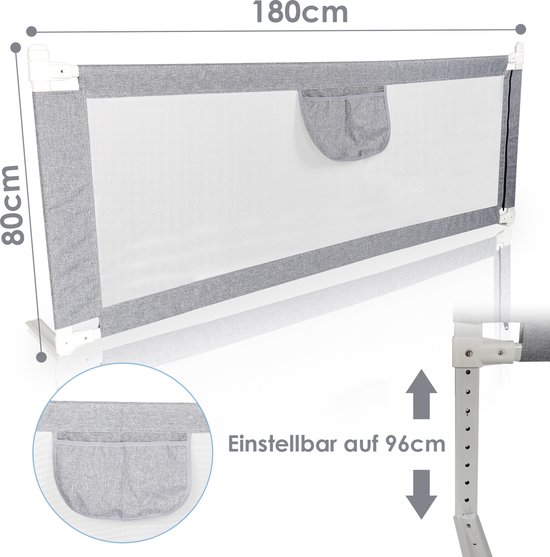 Barrière de lit 180 cm barrière de lit pour enfants pour enfants, pliable, portable, barrière de protection de lit pour enfants, protection contre les chutes, lit et sommier tapissier
