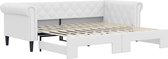 vidaXL - Slaapbank - met - onderschuifbed - 90x200 - cm - kunstleer - wit