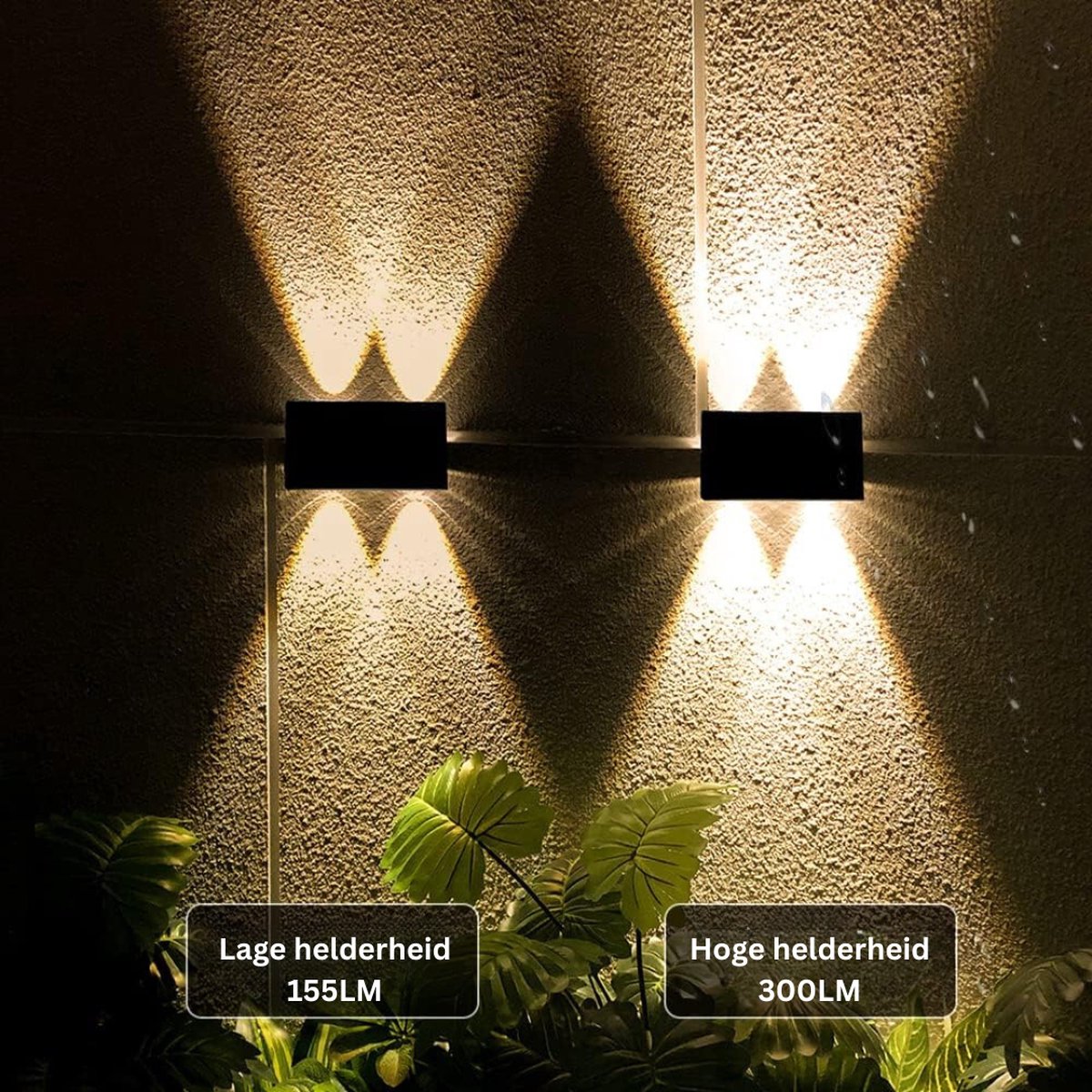 Solar Lampen - Buiten Omhoog Omlaag Solarlampen Buitenbeveiliging Wandlamp 2 Verlichtingsmodi Waterdicht IP54 Wandlamp Tuin Warm Wit 2 Stuks
