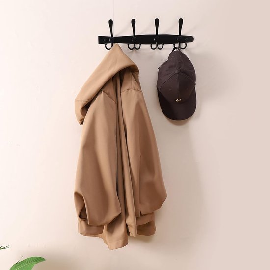 WEBI Rustieke kapstokhaken aan de muur gemonteerd,8 gietijzeren haken, 90 cm lange kapstok aan de muur gemonteerd, vintage haken voor hangende jassen, jassen, kleding, grijs