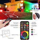 Spot LED RGB extérieur 40W avec étanchéité IP66, télécommande, 120 couleurs, dimmable, minuterie, modes personnalisés - Applique (Classe énergétique E)