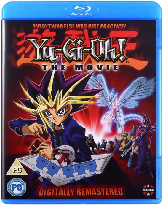 Blu-ray hoes van Yu-Gi-Oh! The Movie, met Yugi en de Blue-Eyes White Dragon op de voorgrond.