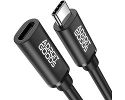 foto van AdroitGoods Usb-C Verlengkabel - 10Gbps - Female naar Male adapter - 1 Meter - Zwart