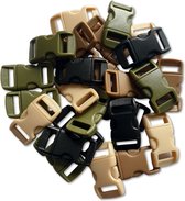 Ilènne - Fermeture Paracord - Army mix - plastique - 25 pièces - pour bracelet