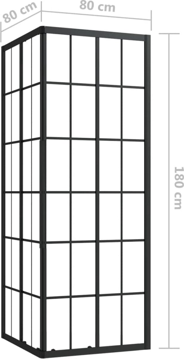 The Living Store Douchecabine - 80 x 80 x 180 cm - Transparant en zwart - ESG veiligheidsglas