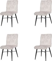 Nuvolix velvet eetkamerstoelen set van 4 "Berlijn" - eetkamerstoel - velvet stoel - wit