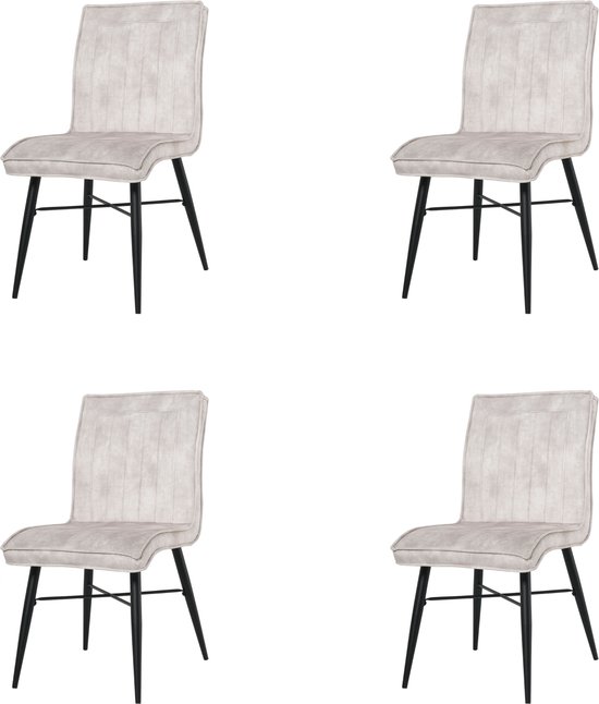 Nuvolix velvet eetkamerstoelen set van 4 "Berlijn" - eetkamerstoel - velvet stoel - wit