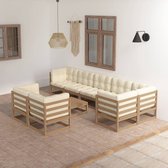 The Living Store Loungeset - Grenenhout - Honingbruin - 70 x 70 x 67 cm - Met kussens