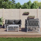 The Living Store Loungeset - Tuinhoekbank wit 72x72x66 cm - Geweven stof - Gepoedercoat staal