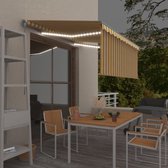 The Living Store Luifel Easy Shade - Uitschuifbaar - 3x2.5m - UV- Waterbestendig - Solar LEDs - Geel - Wit - Antraciet frame
