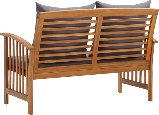 The Living Store Banc de jardin en bois d'acacia - 119 x 67 x 83 cm - Élégant et durable - Coussins inclus