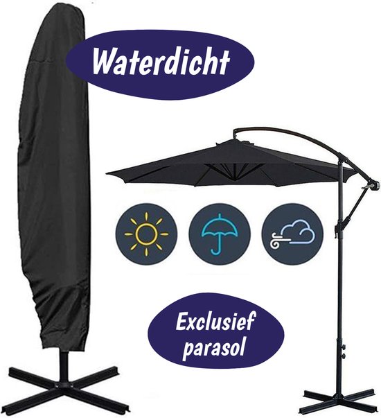 Foto: Parasolhoes tot max 350cm met rits trekkoord opberghoes beschermhoes voor zweefparasol staande parasol waterdicht afdekhoes hoes voor hangparasol