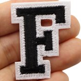 Alfabet Strijk Embleem Letter Patch Zwart Wit Letter F / 3.5 cm / 4.5 cm