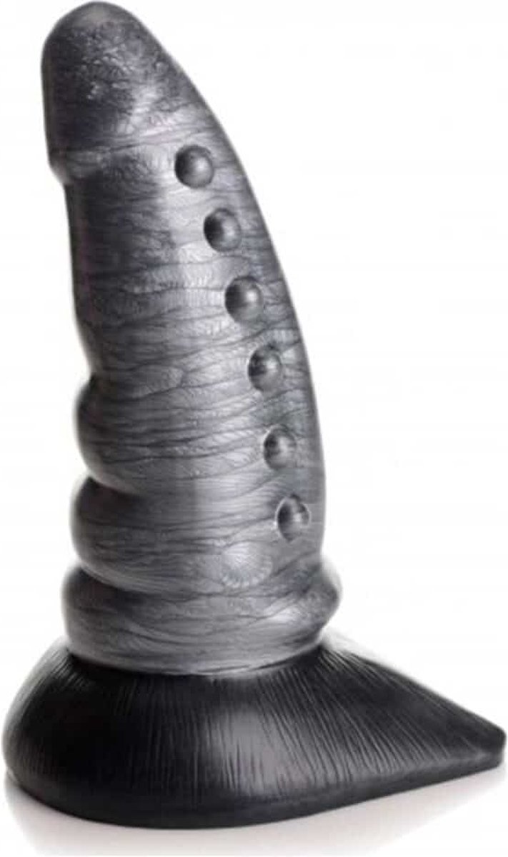 Goedkoopste XR Brands Beastly - Toelopende Hobbelige Siliconen Dildo silver