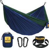 Outfitters Hangmat - outdoor hangmat voor 1 persoon - ultralichte rijsthangmat - belastbaar tot 180 kg - kampeeraccessoires - incl. ophanging en karabijnhaak (marineblauw en bosgroen)