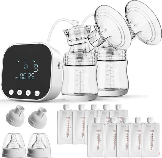  - Elektrische Borstkolf - Draagbare Dubbele Borstvoedingspomp - 3 modi's En 9 Niveaus - Oplaadbaar - Massage - BPA-Vrij - Oplaadbare Borstmelkpomp - Pijnvrij - 10 Opbergzakken