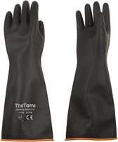 Chemisch bestendige handschoenen, robuuste latexhandschoenen, bestand tegen sterke zuren, logen en olie, zwart, 35 cm, 45 cm, 55 cm (45 cm)