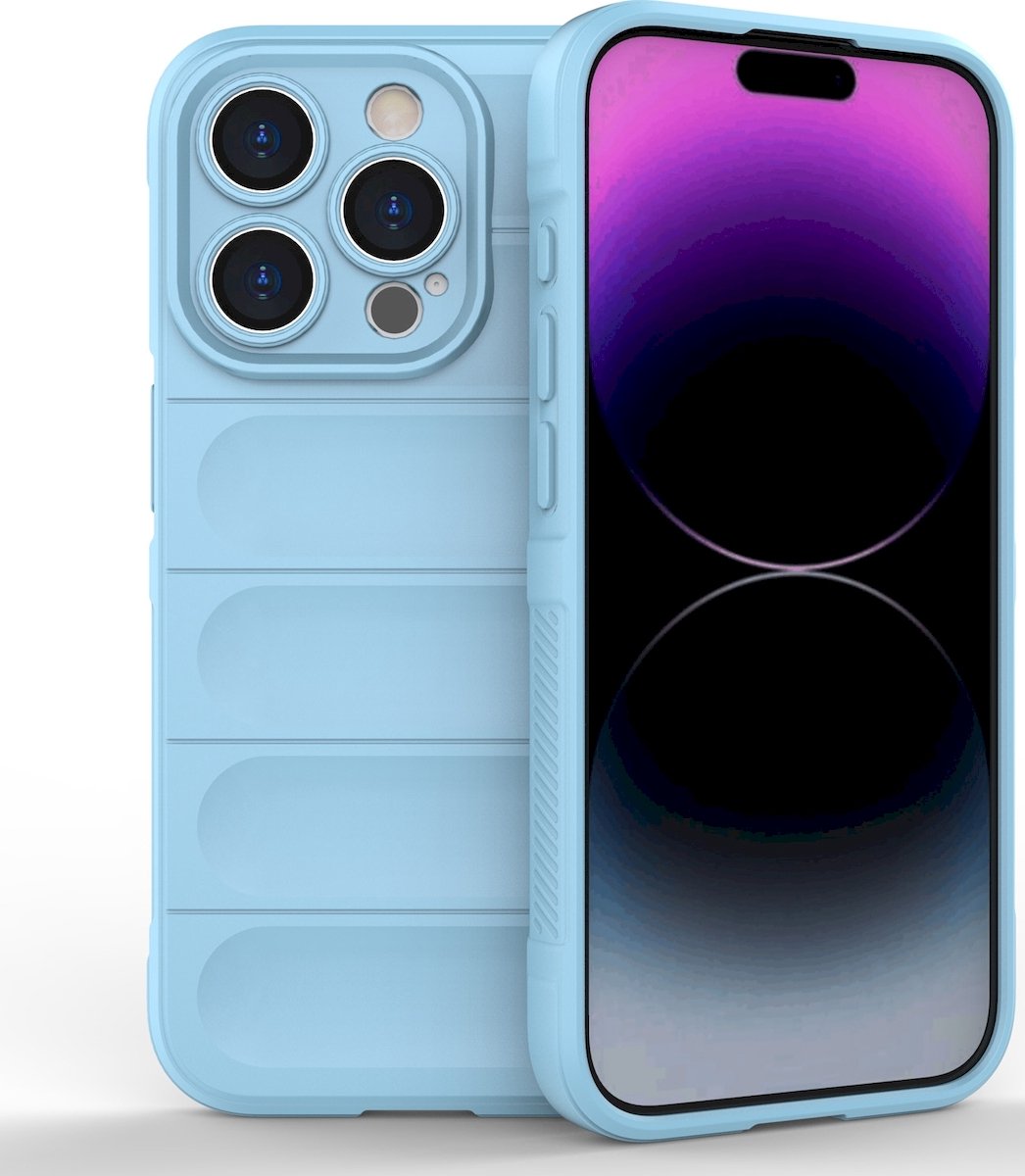 Mobigear Hoesje geschikt voor Apple iPhone 15 Pro Telefoonhoesje Flexibel TPU | Mobigear Bumpy Backcover | iPhone 15 Pro Case | Back Cover - Blauw