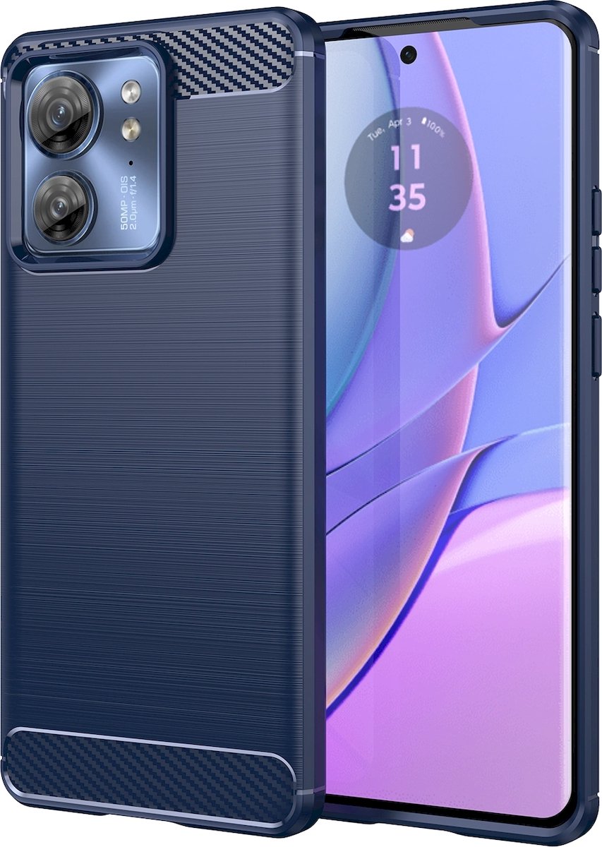 Mobigear Hoesje geschikt voor Motorola Edge 40 Telefoonhoesje Flexibel TPU | Mobigear Brushed Slim Backcover | Edge 40 Case | Back Cover - Blauw