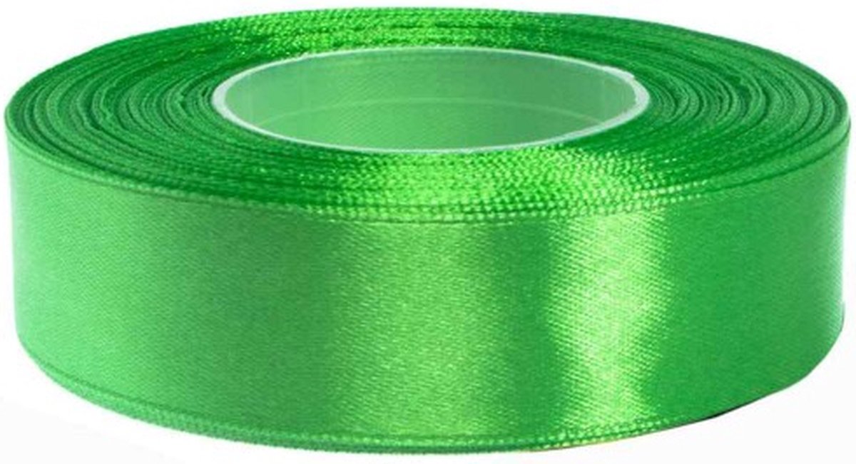 Hobbygroep satijnlint cadeau lint 25 mm 32 m helder groen.