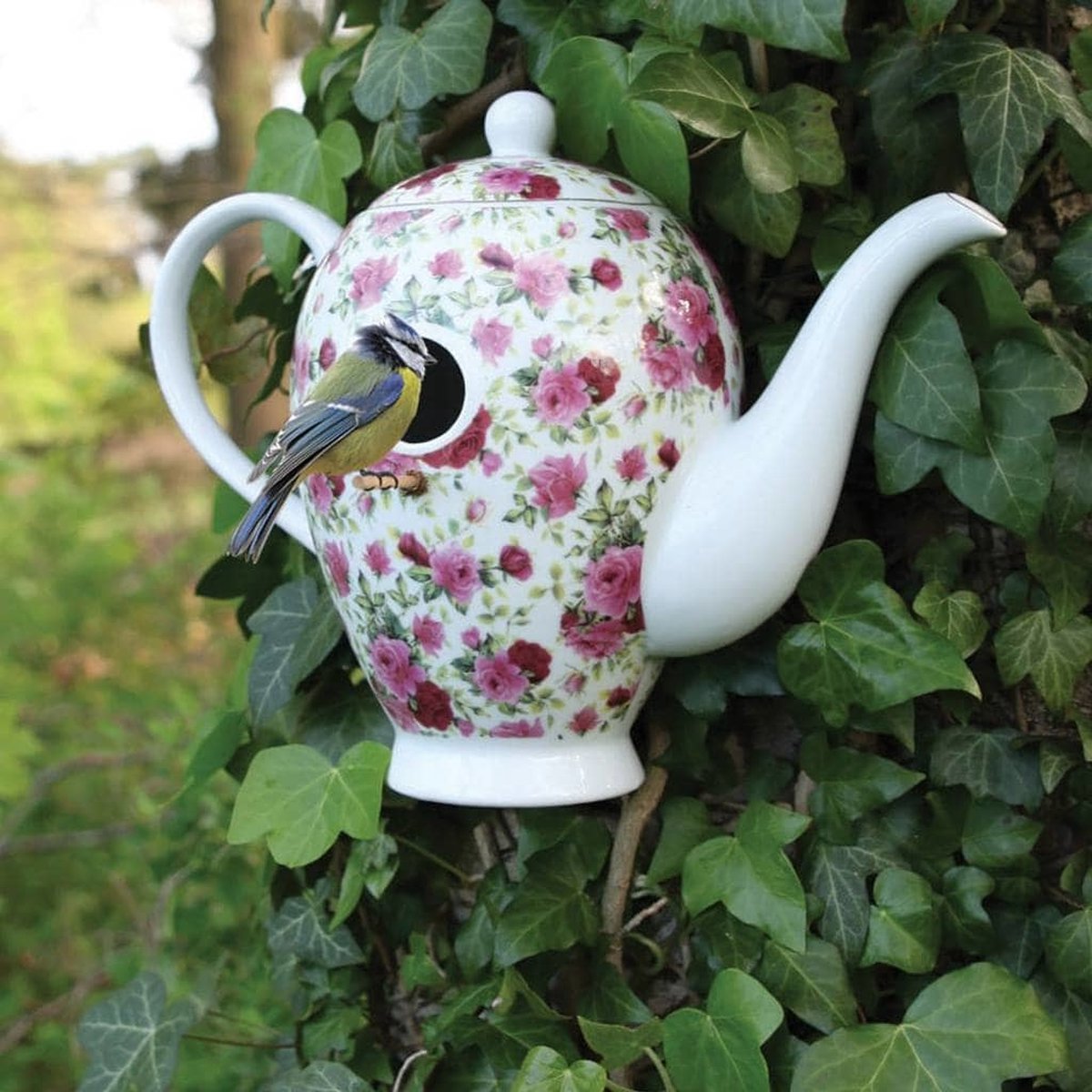 Koffiepot nestkast - Vogelhuisje - Nestkastje - Vogel Huis - Roze/geel rechtsonder - Winterseizoen - Vogelhuisjes - Vogelhuisjes voederhuisjes nestkasten (luxe) - Verjaardagscadeau