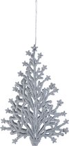 kersthangers kerstboom zilver glitter 15 cm - kunststof - ornamenten kerstversiering