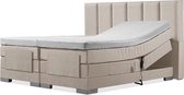 Soft bedden Elektrische Boxspring - 160x200 - Incl. verticaal hoofdbord - Beige met plint