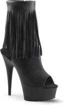 EU 41,5 = US 11 | DELIGHT-1019 | 6 Heel, 1 3/4 PF Open Toe/Heel Fringe Bootie, Side Zip