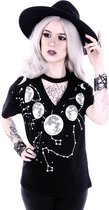 Restyle Dames Tshirt -XL- Moon Phases v-neck Zwart