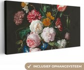 Canvas Schilderij - Stilleven met bloemen in een glazen vaas - Jan Davidsz. de Heem - Kunst - 160x80 cm - Wanddecoratie - Slaapkamer