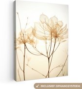 Canvas Schilderij Droogbloemen - Beige - Planten - Wit - 90x120 cm - Wanddecoratie