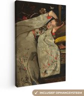 Canvas Schilderij Meisje in witte kimono - Schilderij van George Hendrik Breitner - 20x30 cm - Wanddecoratie