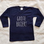 Shirt jongen Ik word grote broer big brother | lange mouw T-Shirt | zwart | maat 104 | big bro brother in wording zwangerschap aankondiging bekendmaking baby