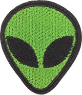 Alien Buitenaards Hoofd Strijk Embleem Patch Groen 4.5 cm / 5.3 cm / Groen Zwart