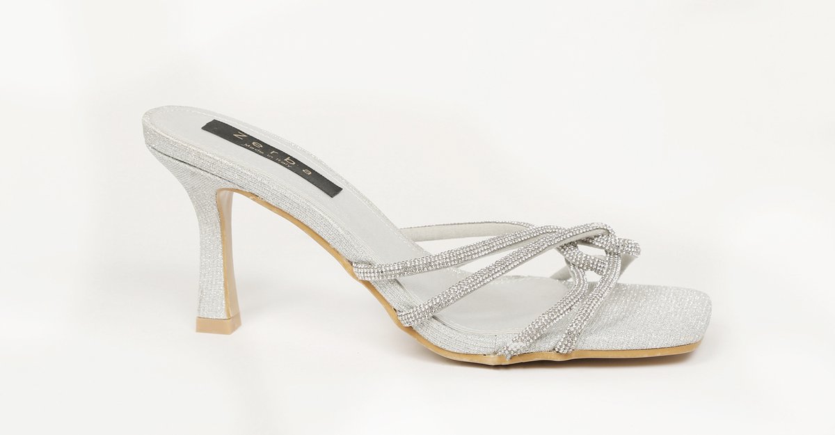 Zerba - Dames Sandalen - Muiltjes - Maat 38 – Zilver Leer – Sestola